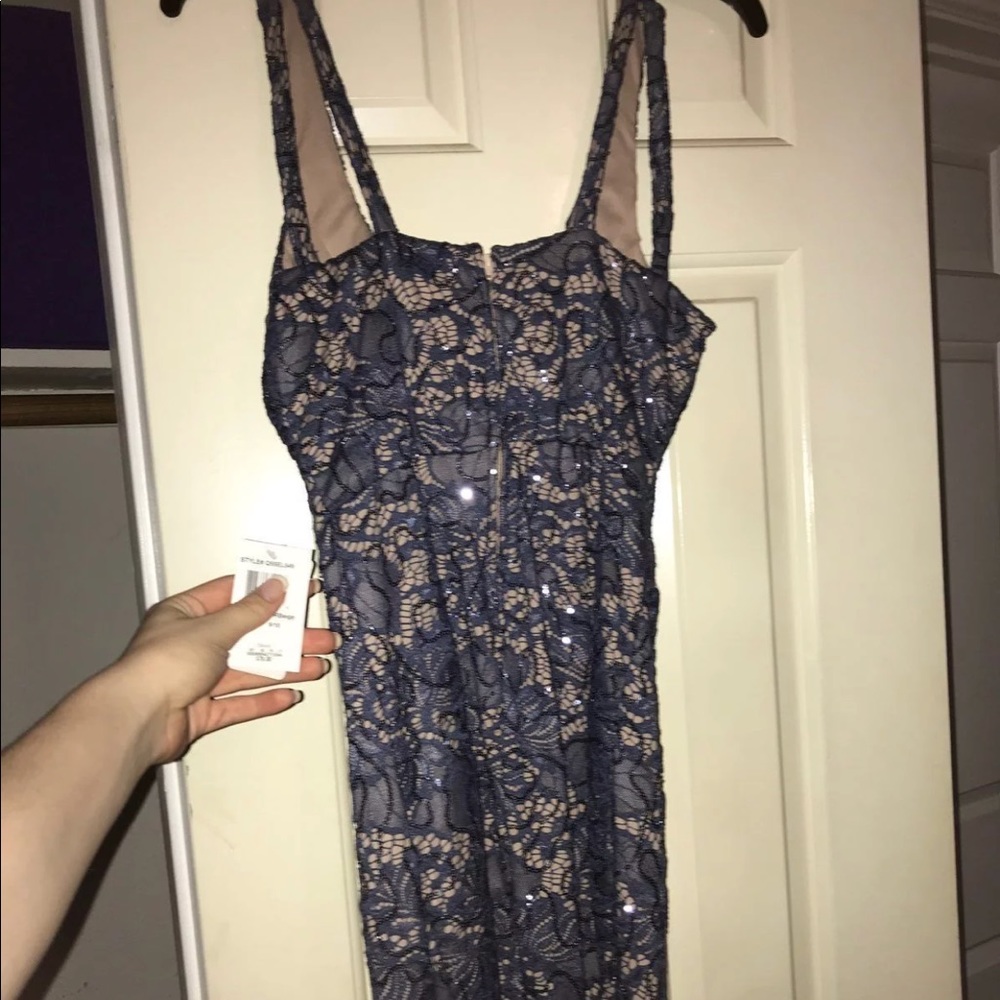 Blue and Nude Above Knee Dress